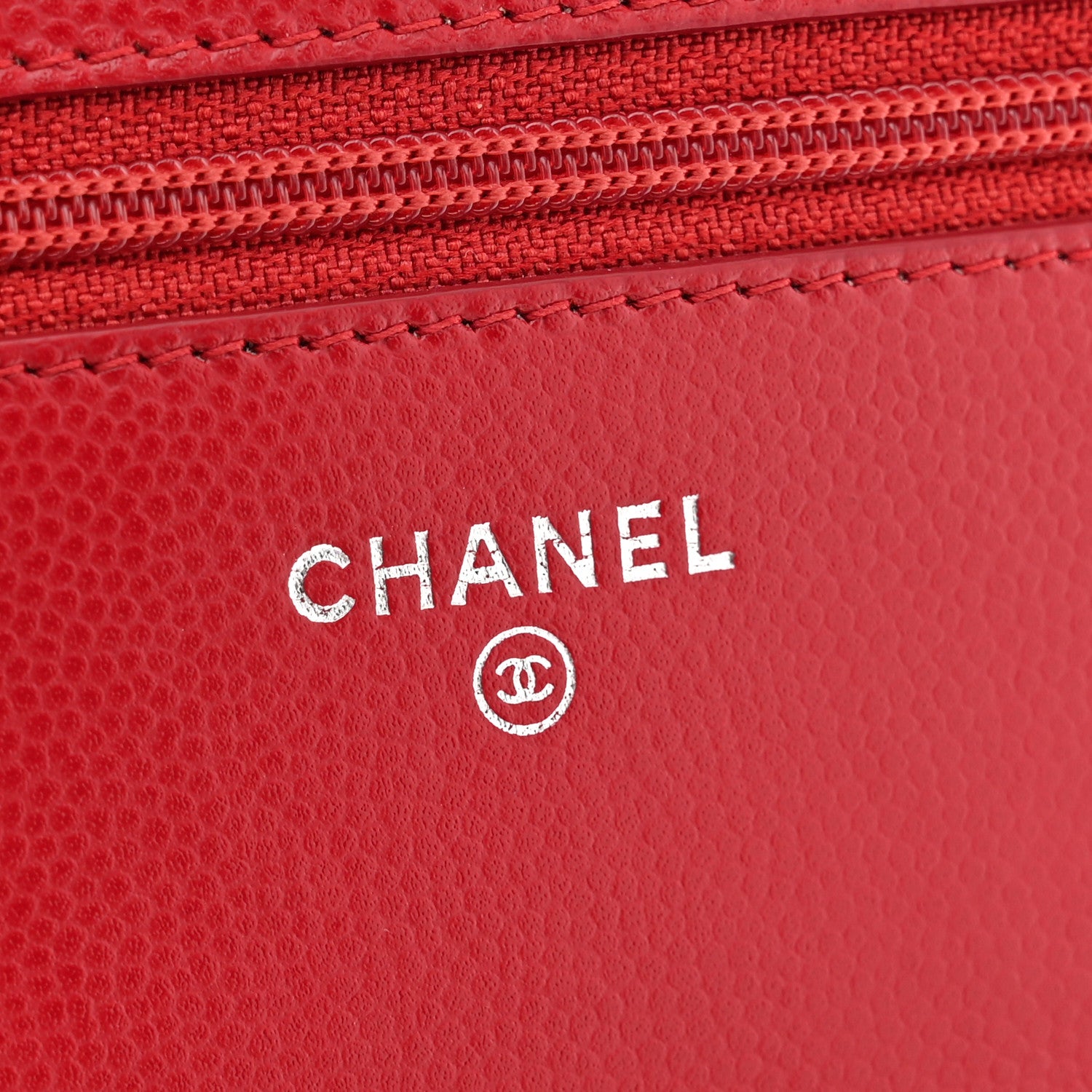 Chanel Caviar Chevron Quilted Wallet On Chain WOC Dark Red 6 of 11