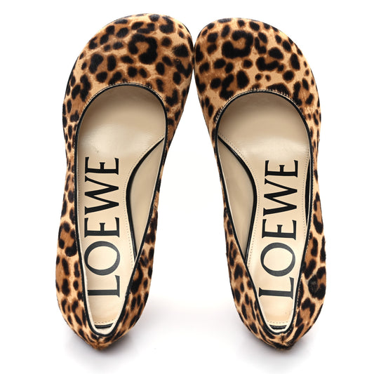 Calf Hair Leopard Print Calle Pumps 36