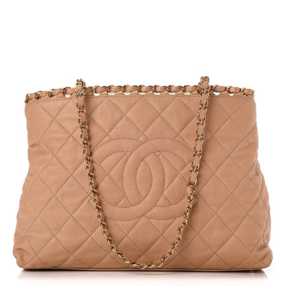 Chanel Lambskin Quilted Small Chain Me Tote Light Beige 1 of 7
