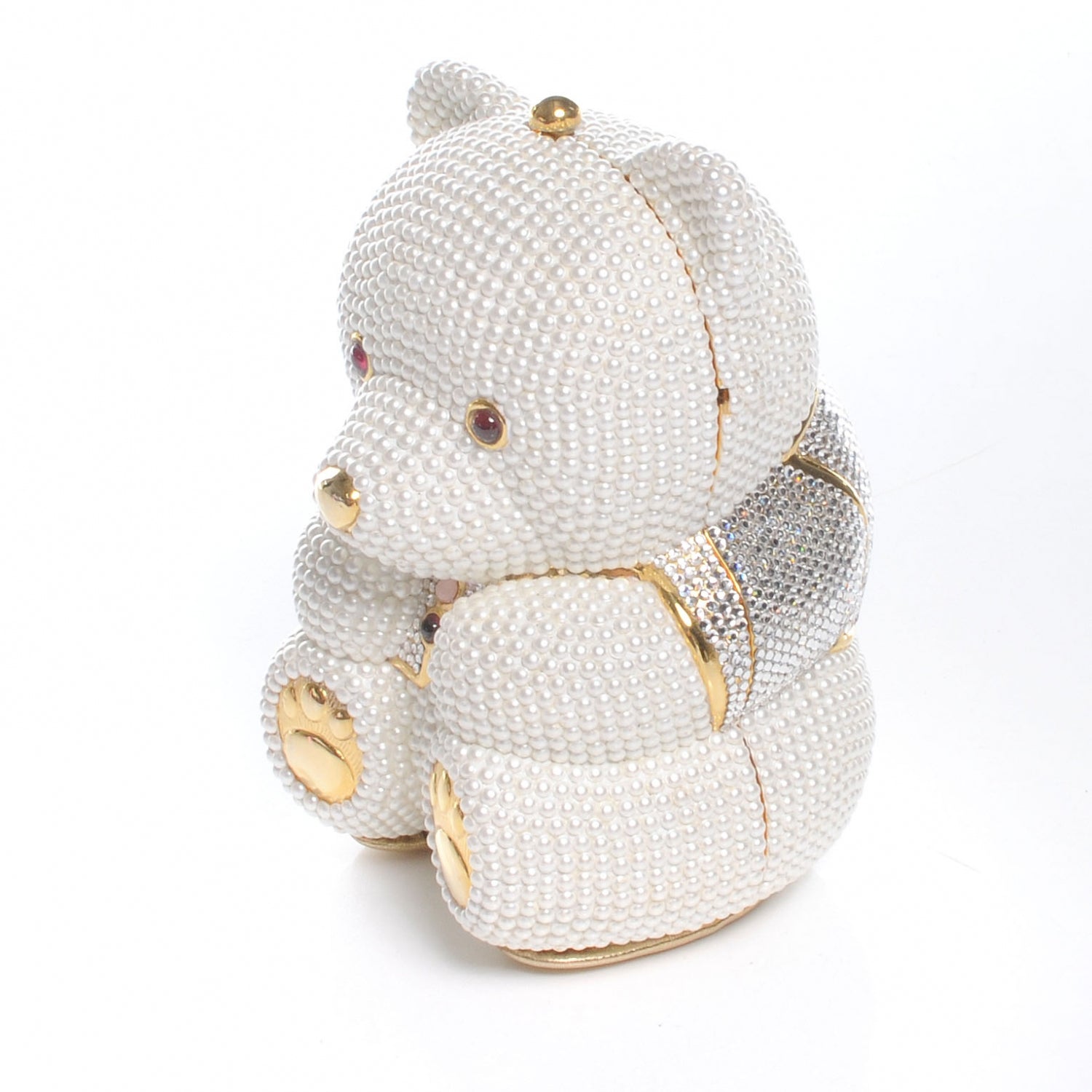 Judith Leiber Pearl Crystal Sweetheart Bear Minaudiere Clutch White 3 of 11