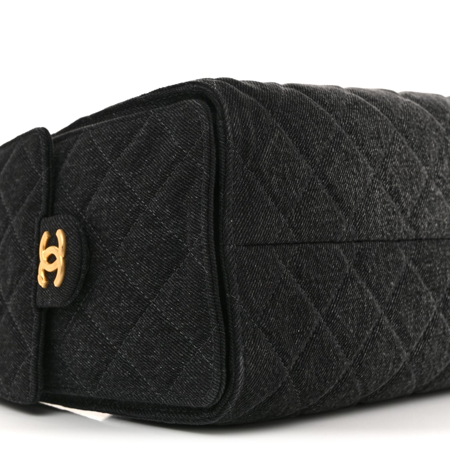 Washed Denim Quilted Small Chanel 25 Handbag Black