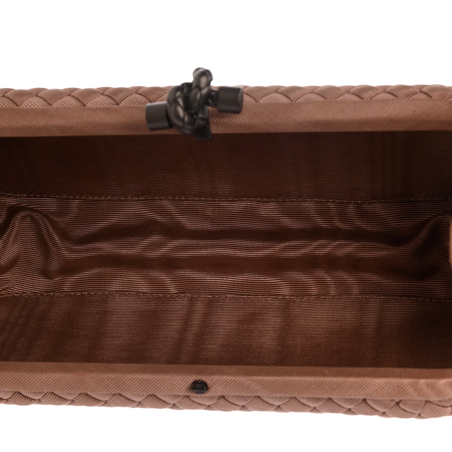 Satin Intreccio Impero Stretch Knot Clutch Camel