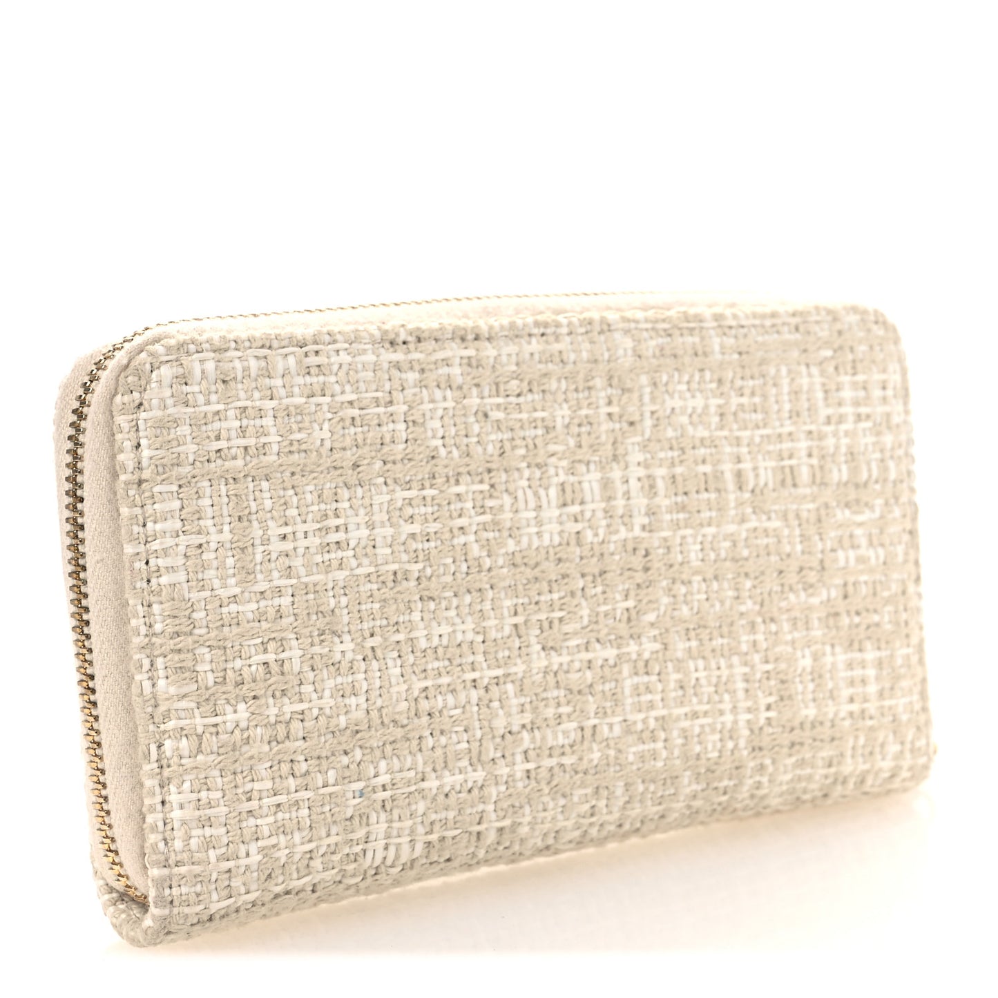 Lurex Canvas Deauville Medium Zip Around Wallet Beige