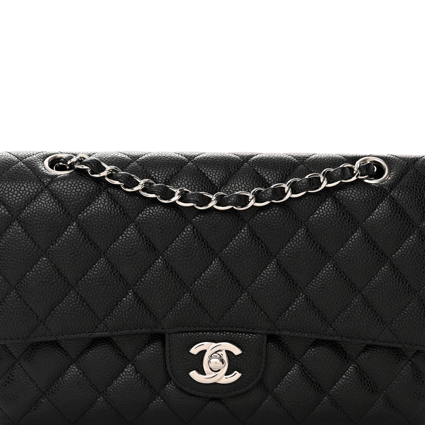 Caviar Quilted Medium Double Flap Black