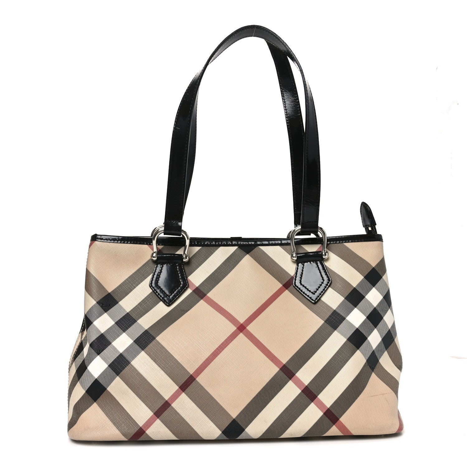 Burberry Metallic Calfskin Nova Check Small Nickie Tote Black 1 of 10