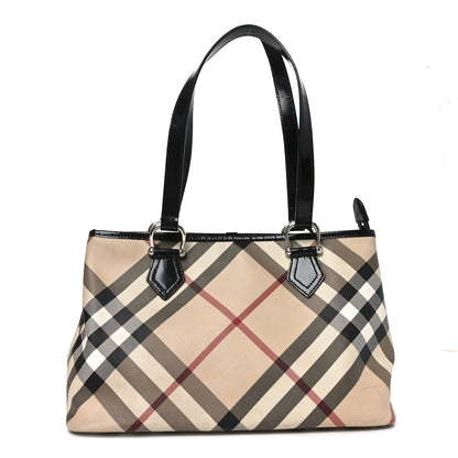 Burberry Metallic Calfskin Nova Check Small Nickie Tote Black 1 of 10