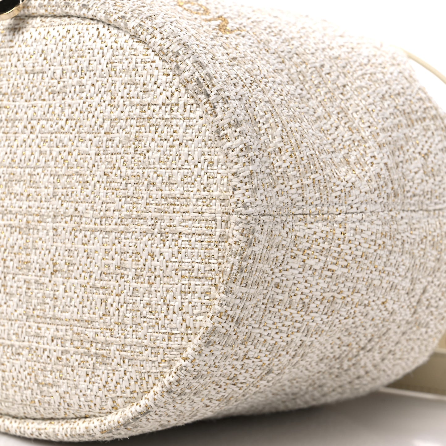 Lurex Boucle Deauville Drawstring Bucket Bag Ivory