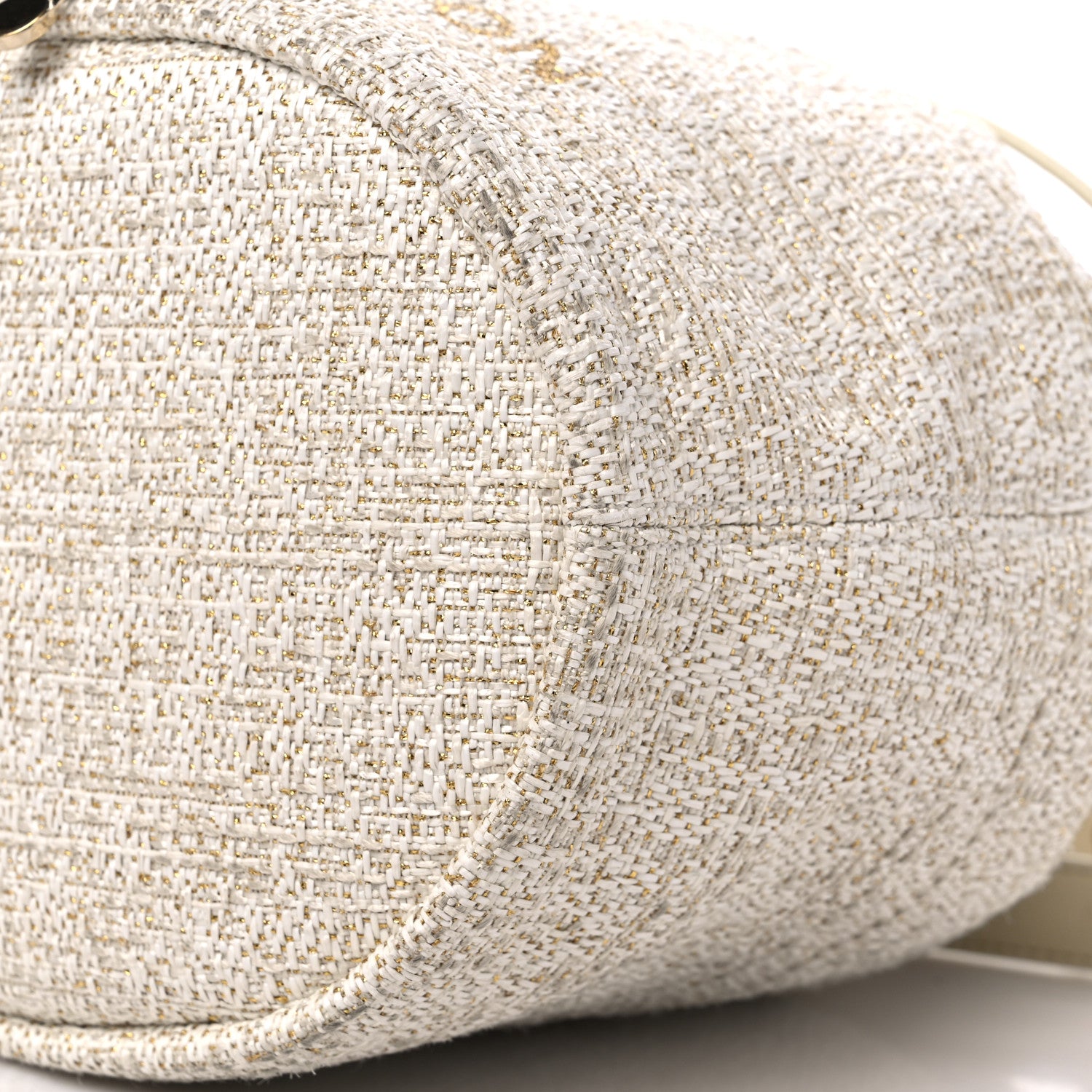 Chanel Lurex Boucle Deauville Drawstring Bucket Bag Ivory 9 of 14