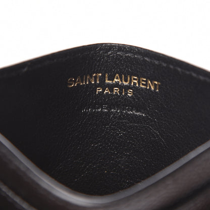 Saint Laurent Grain De Poudre Matelasse Chevron Monogram Credit Card Case Black 6 of 13