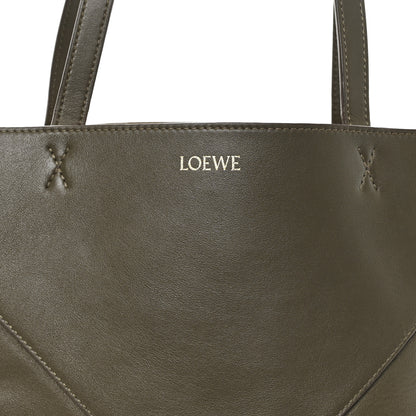 Loewe Shiny Calfskin Medium Puzzle Fold Tote Dark Khaki Green 7 of 10