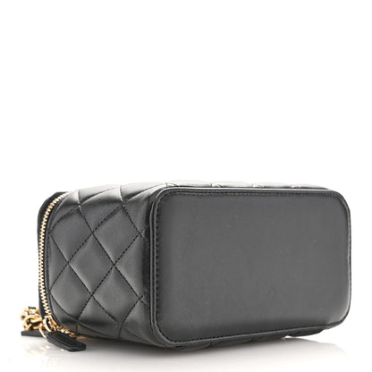 Chanel Lambskin Quilted Small Top Handle Vanity Case With Chain Black 4 of 11