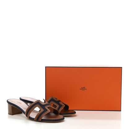 Hermes Calfskin Denim Oasis Sandals 35.5 Bleu Brut Gold 9 of 9