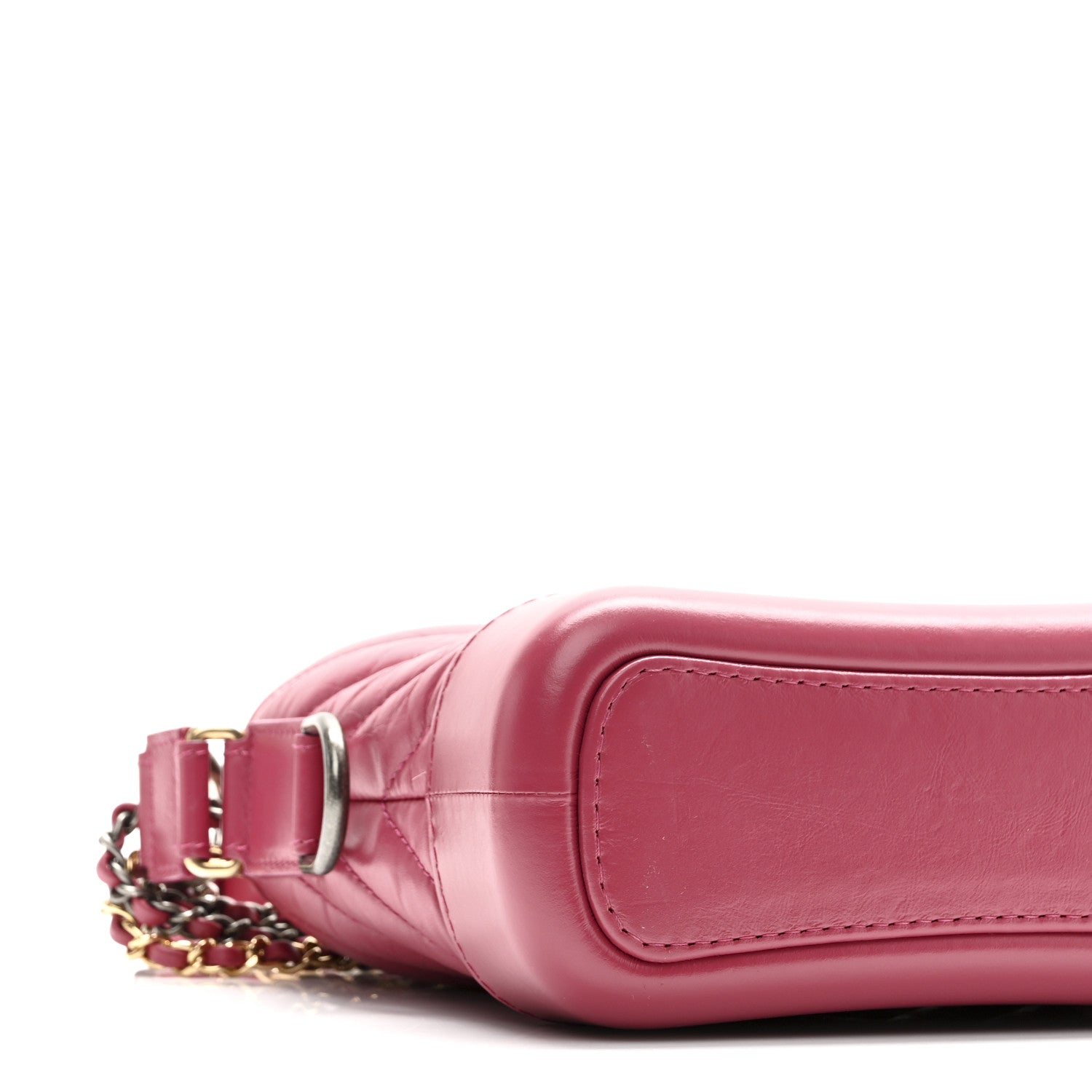 Chanel Aged Calfskin Chevron Quilted Small Gabrielle Hobo Dark Pink 9 of 10