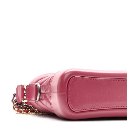 Chanel Aged Calfskin Chevron Quilted Small Gabrielle Hobo Dark Pink 9 of 10