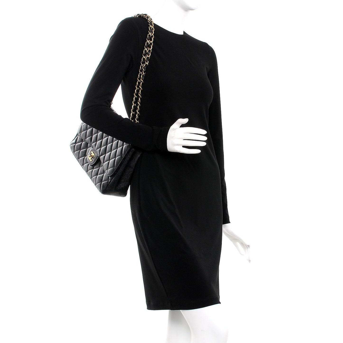 Caviar Quilted Jumbo Single Flap Black