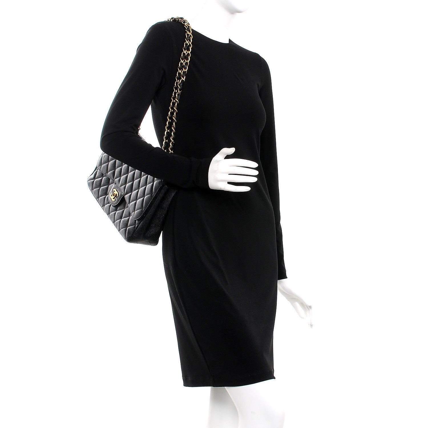 Chanel Caviar Quilted Jumbo Single Flap Black 3 of 13