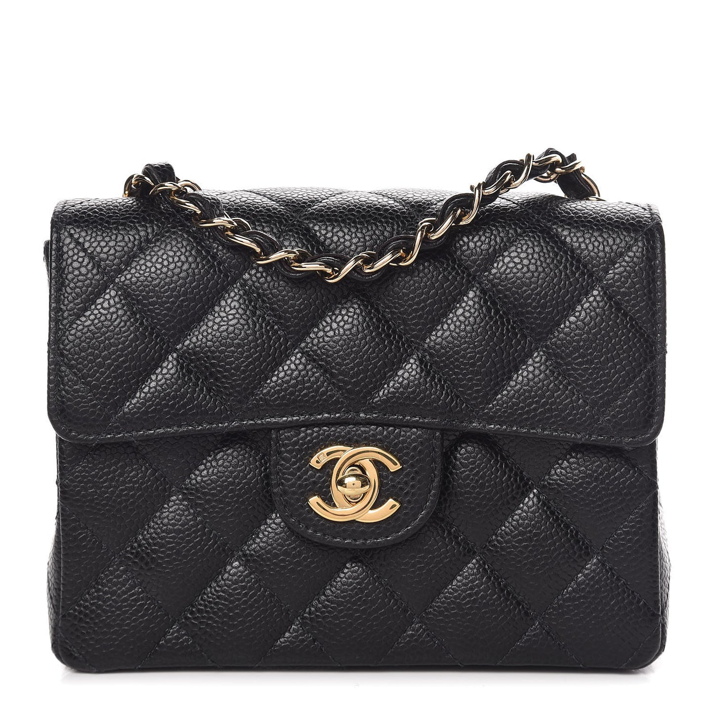 Caviar Quilted Mini Square Flap Black