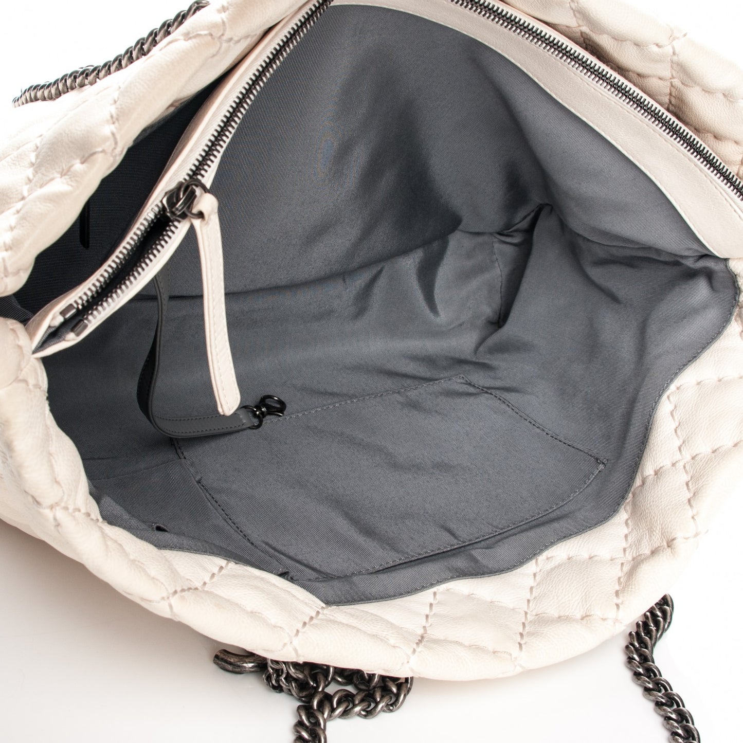 Calfskin Ultimate Stitch Shopping Tote White