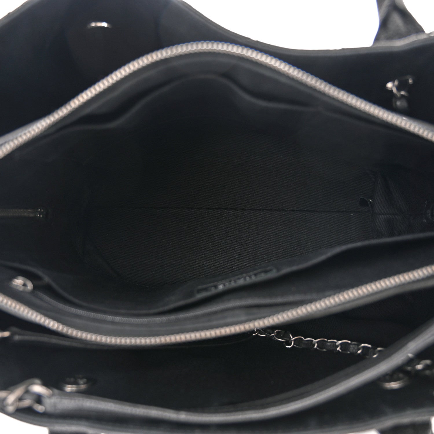 Chanel Grained Vegetal Calfskin Stitched Shopping Tote Black 5 of 10