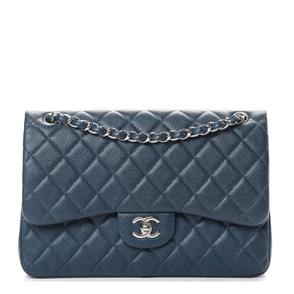 Chanel Caviar Quilted Jumbo Double Flap Dark Blue 1 of 10