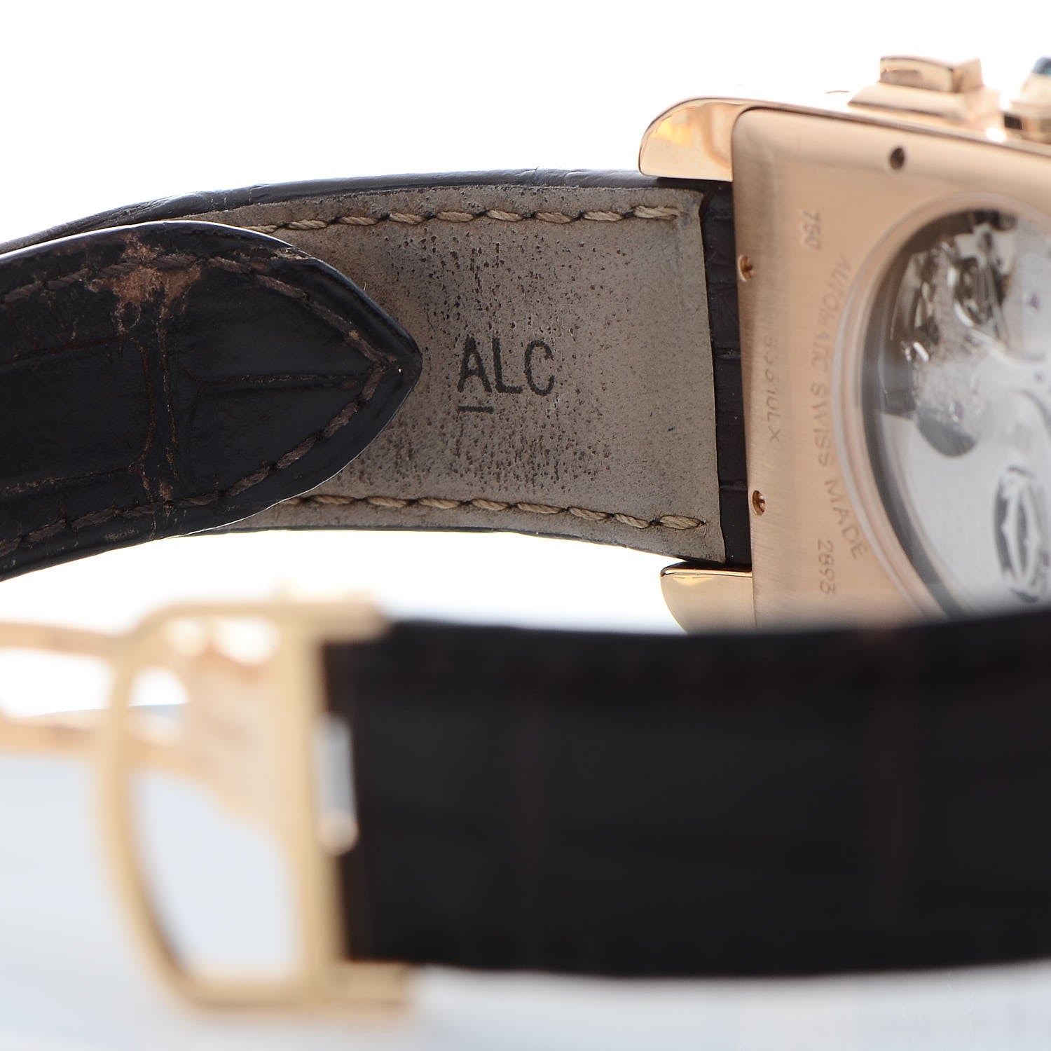 Cartier 18K Pink Gold Alligator 31.5mm Tank Americaine Chronograph Automatic Watch Brown 8 of 9