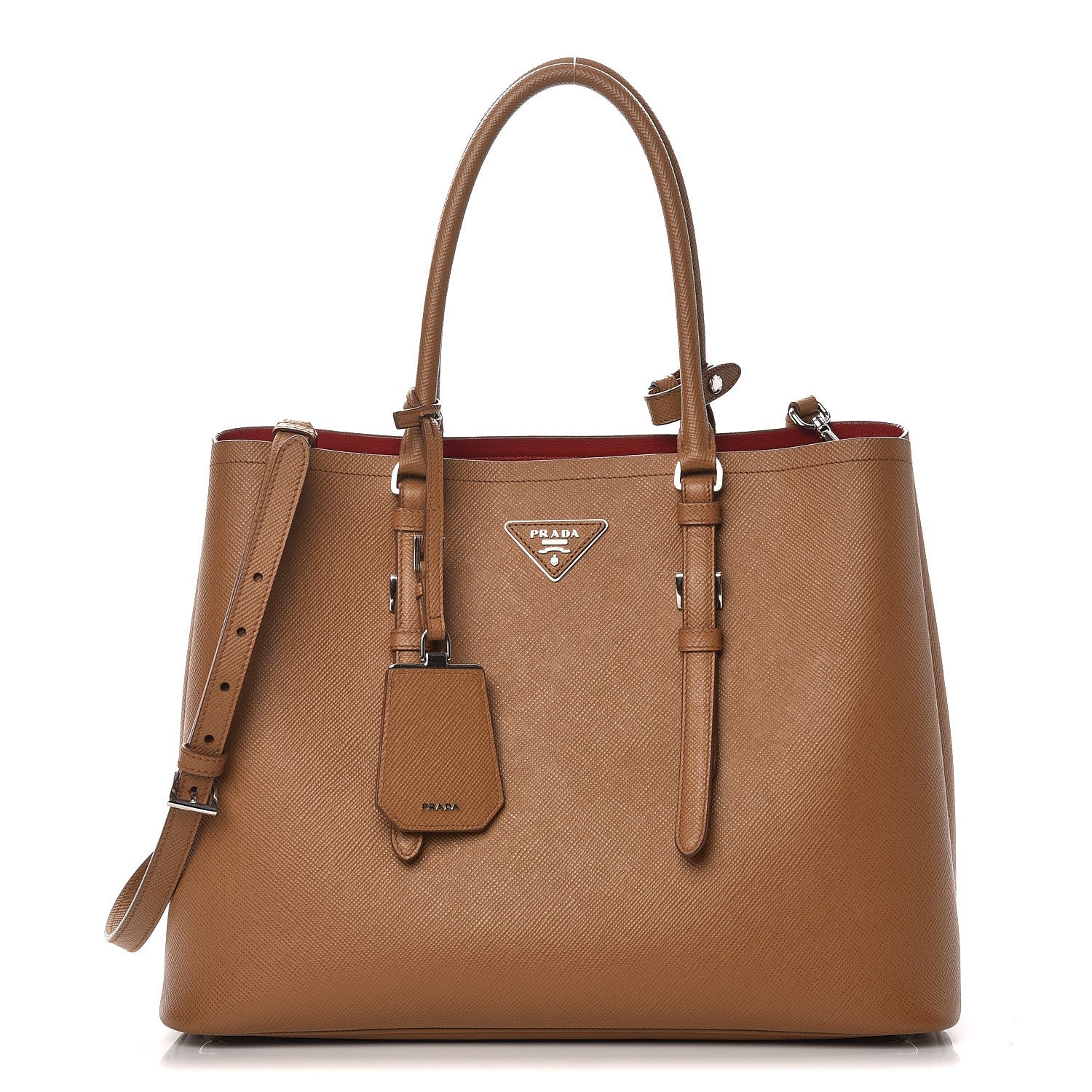 Prada Saffiano Cuir Medium Double Bag Caramel 1 of 7