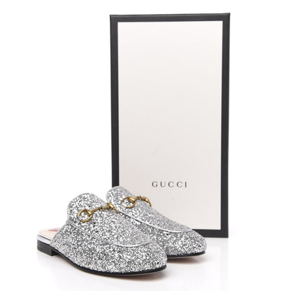 Gucci Glitter Womens Princetown Slippers 35 Silver 8 of 8