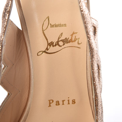 Christian Louboutin Crepe Satin Slingback 120 Pumps 39 Gold 6 of 7