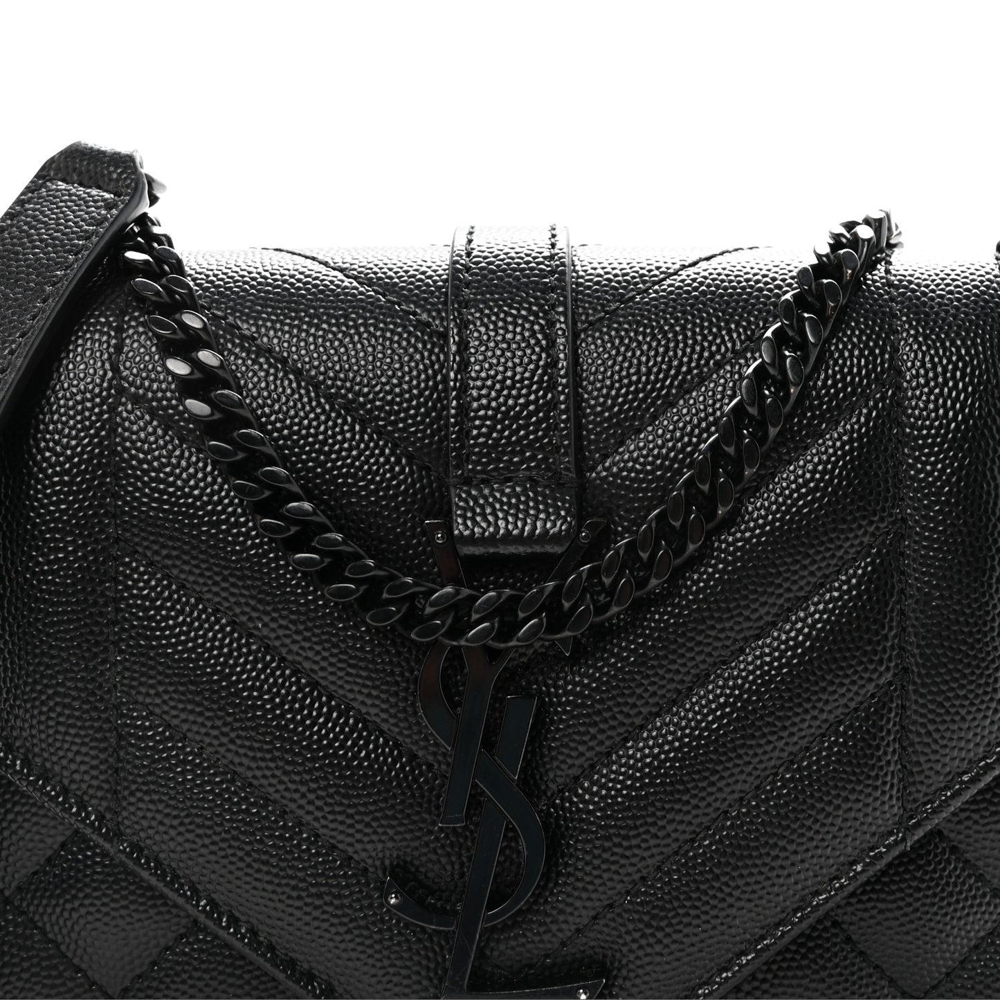 Grain De Poudre Textured Mixed Matelasse Triquilt Small Monogram Monochrome Satchel Black