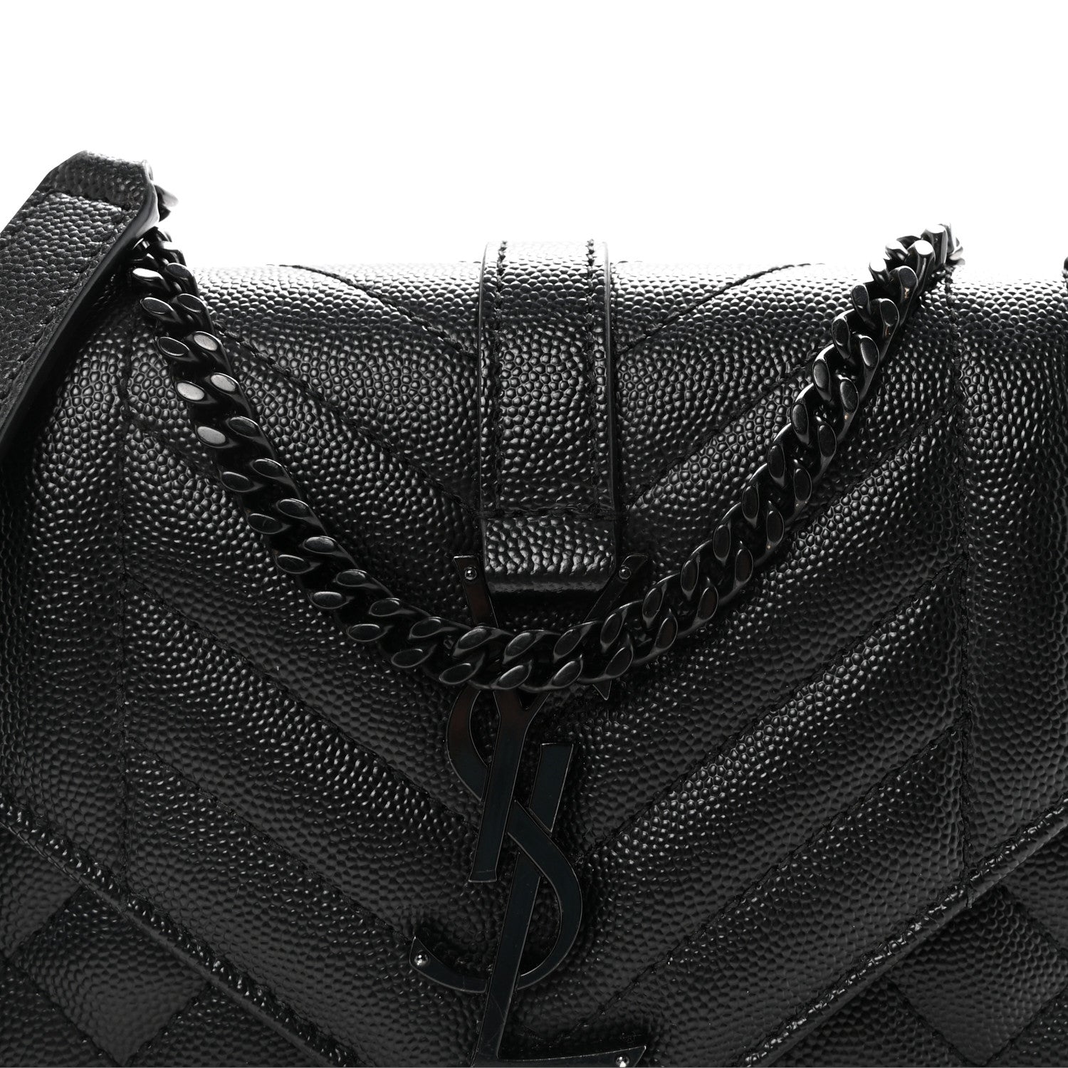 Saint Laurent Grain De Poudre Textured Mixed Matelasse Triquilt Small Monogram Monochrome Satchel Black 7 of 9