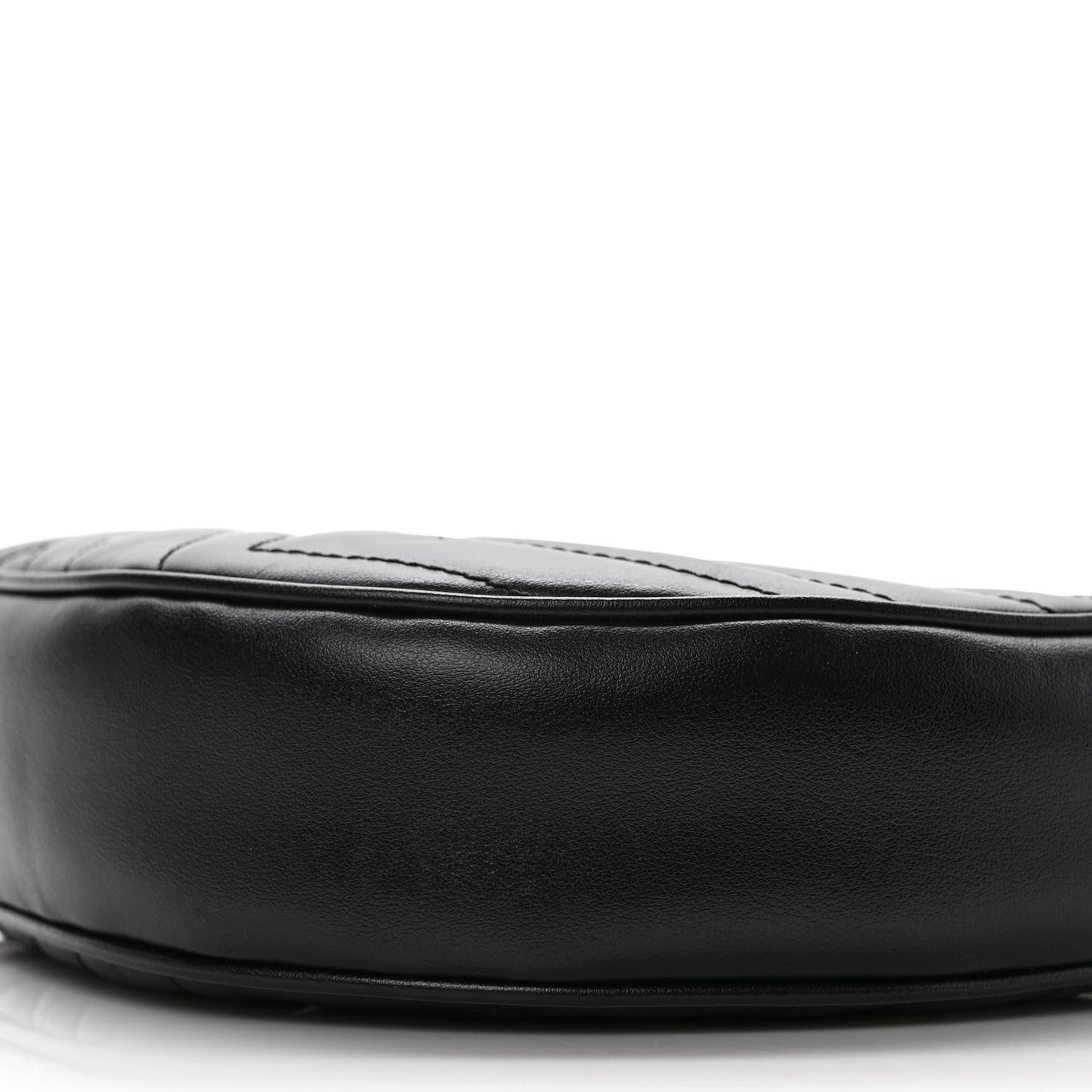 Calfskin Matelasse Chevron Mini GG Marmont Half Moon Hobo Black