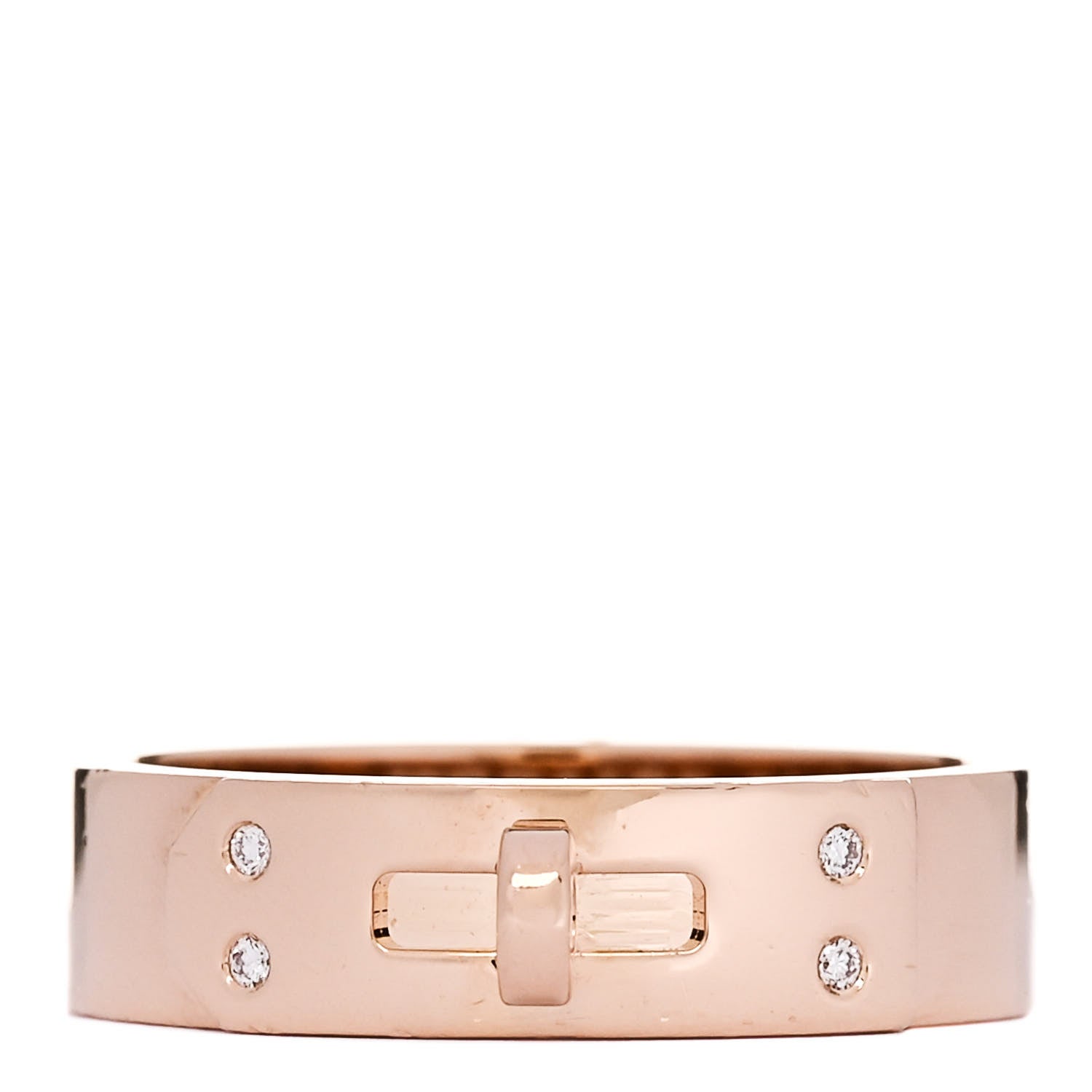 Hermes 18K Rose Gold Diamond PM Kelly Ring 53 6.5 1 of 5