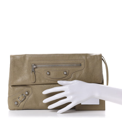 Balenciaga Agneau Giant 12 Silver Hardware Envelope Clutch Beige Latte 2 of 10