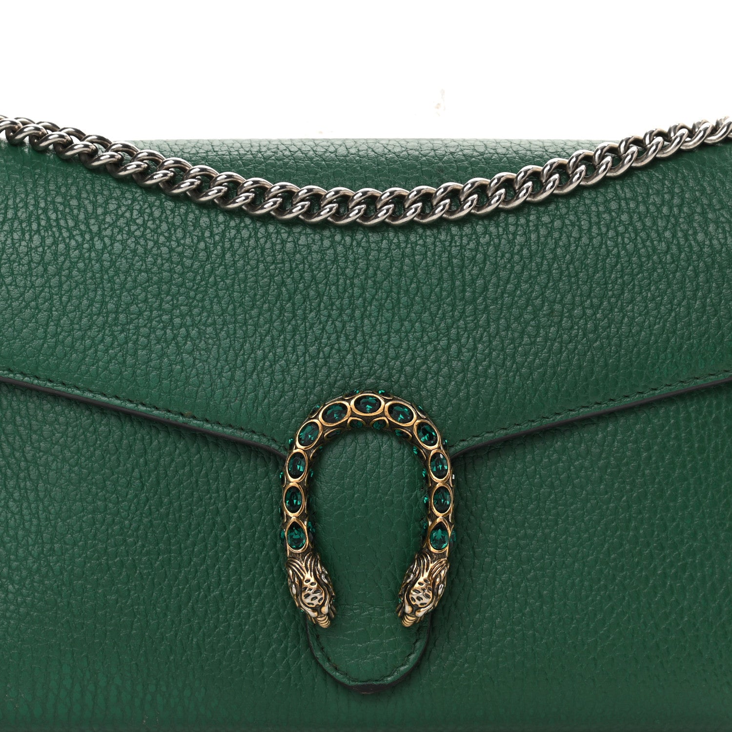 Gucci Calfskin Mini Dionysus Chain Wallet Emerald 8 of 16