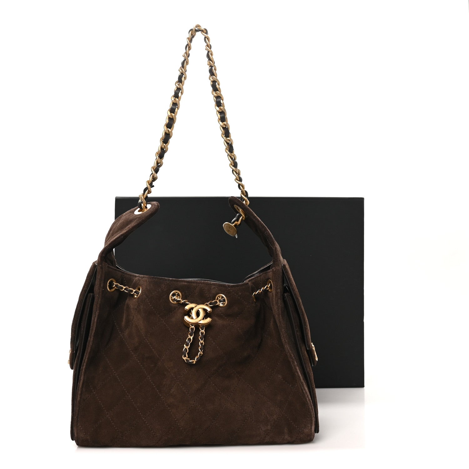 Chanel Suede Quilted Small Chanel 25 Handbag Dark Brown 11 of 11