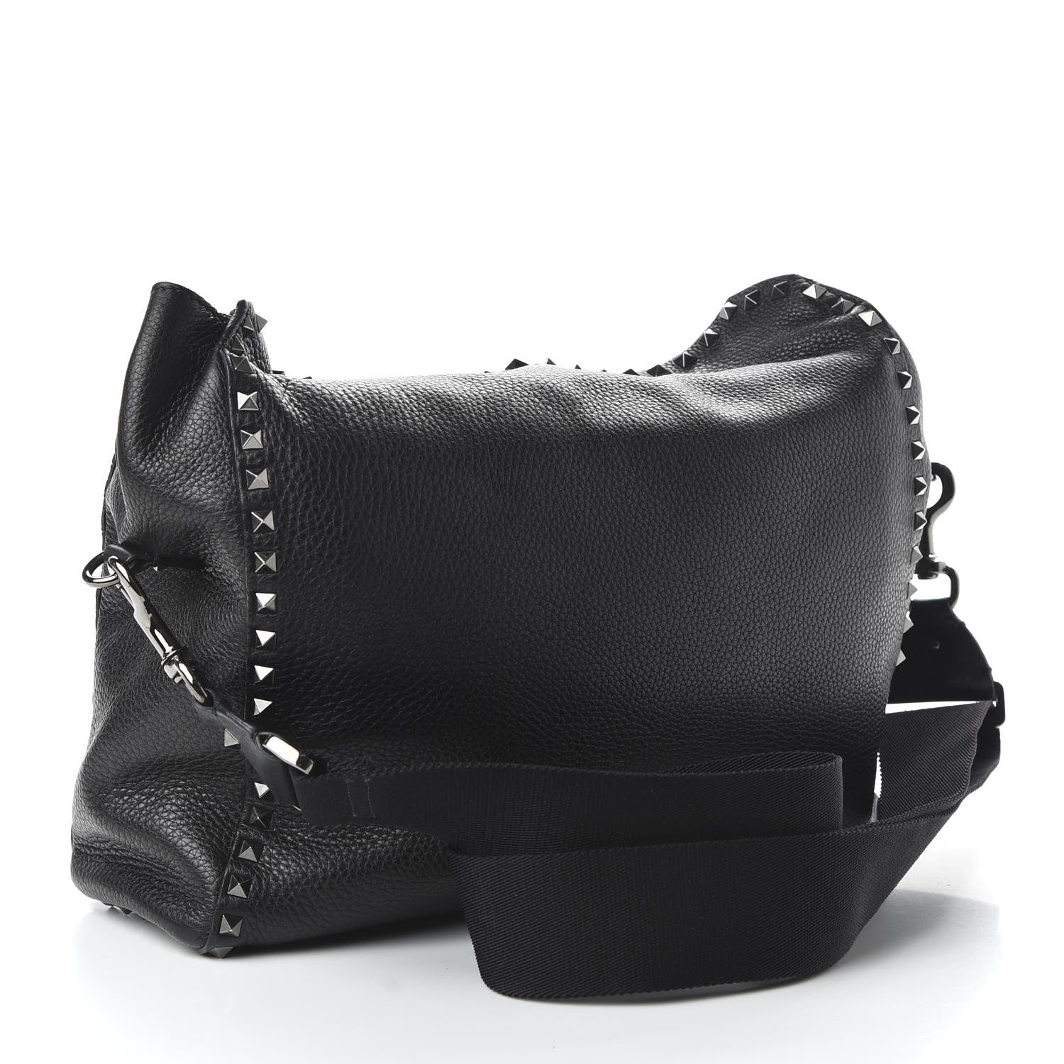 Valentino Garavani Pebbled Calfskin Rockstud Messenger Black 3 of 9