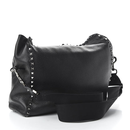 Valentino Garavani Pebbled Calfskin Rockstud Messenger Black 3 of 9
