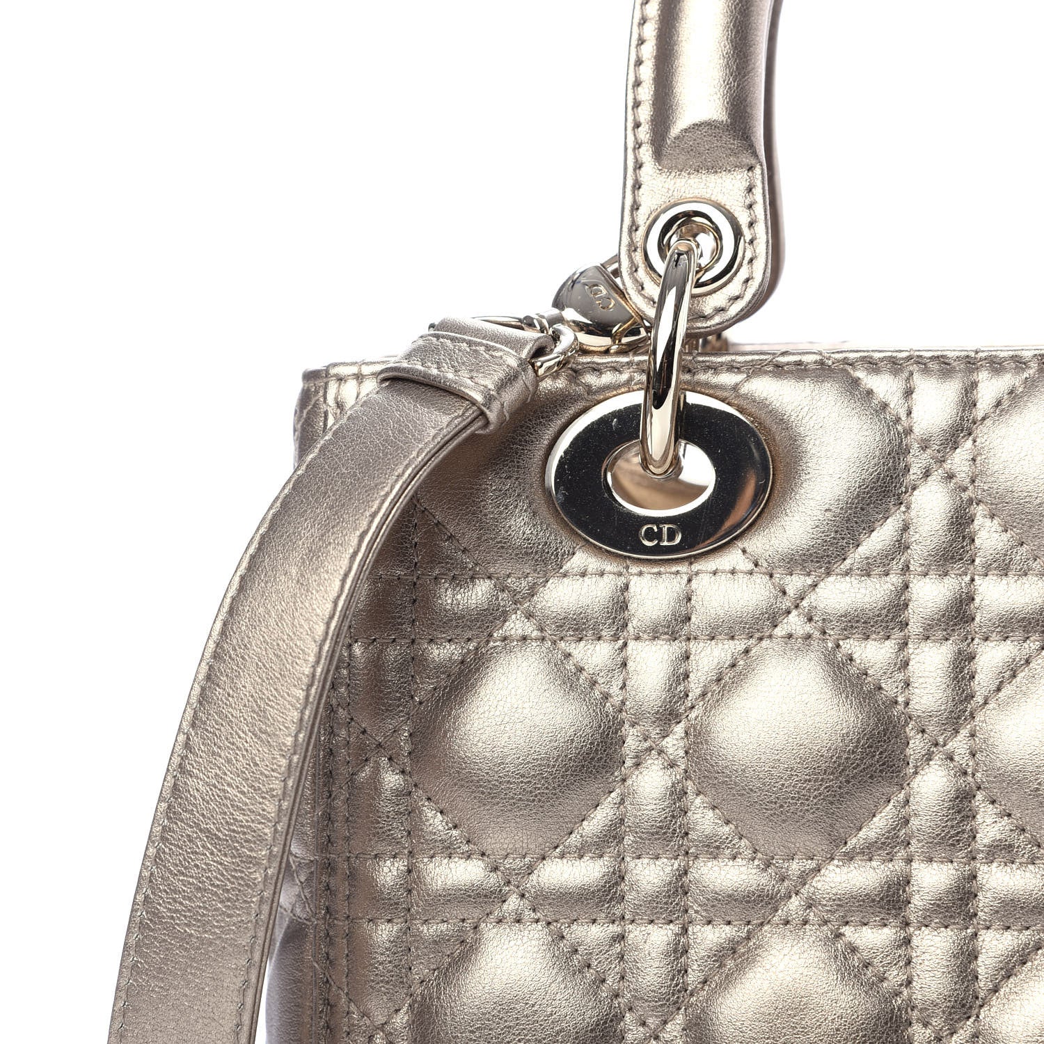 Christian Dior Metallic Calfskin Cannage Medium Lady Dior Gold 11 of 11