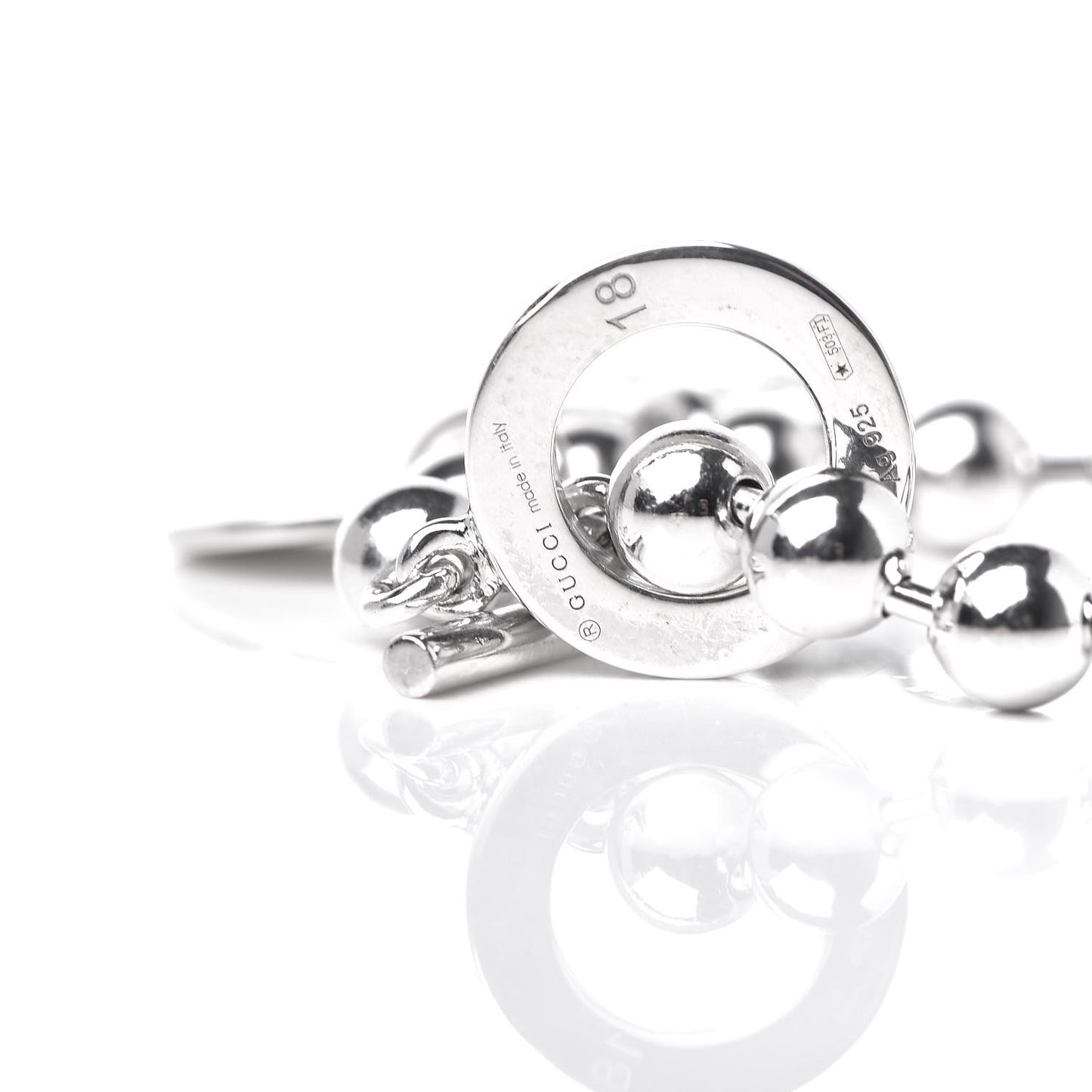 Sterling Silver Boule Bead Charm Toggle Bracelet