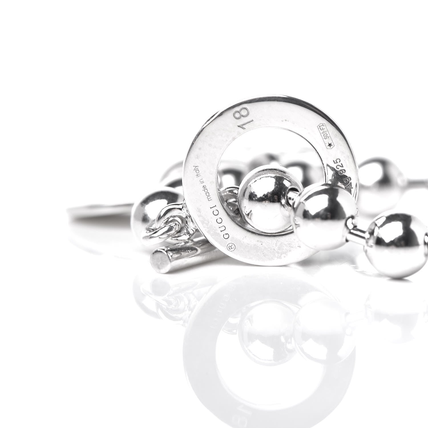 Gucci Sterling Silver Boule Bead Charm Toggle Bracelet 6 of 7