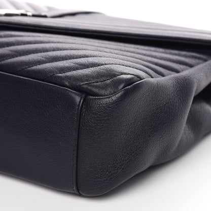 Saint Laurent Sheepskin Matelasse Chevron Monogram Large College Satchel Navy Blue 8 of 9