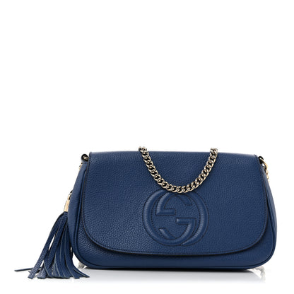 Gucci Pebbled Calfskin Medium Soho Flap Crossbody Caspian 1 of 15