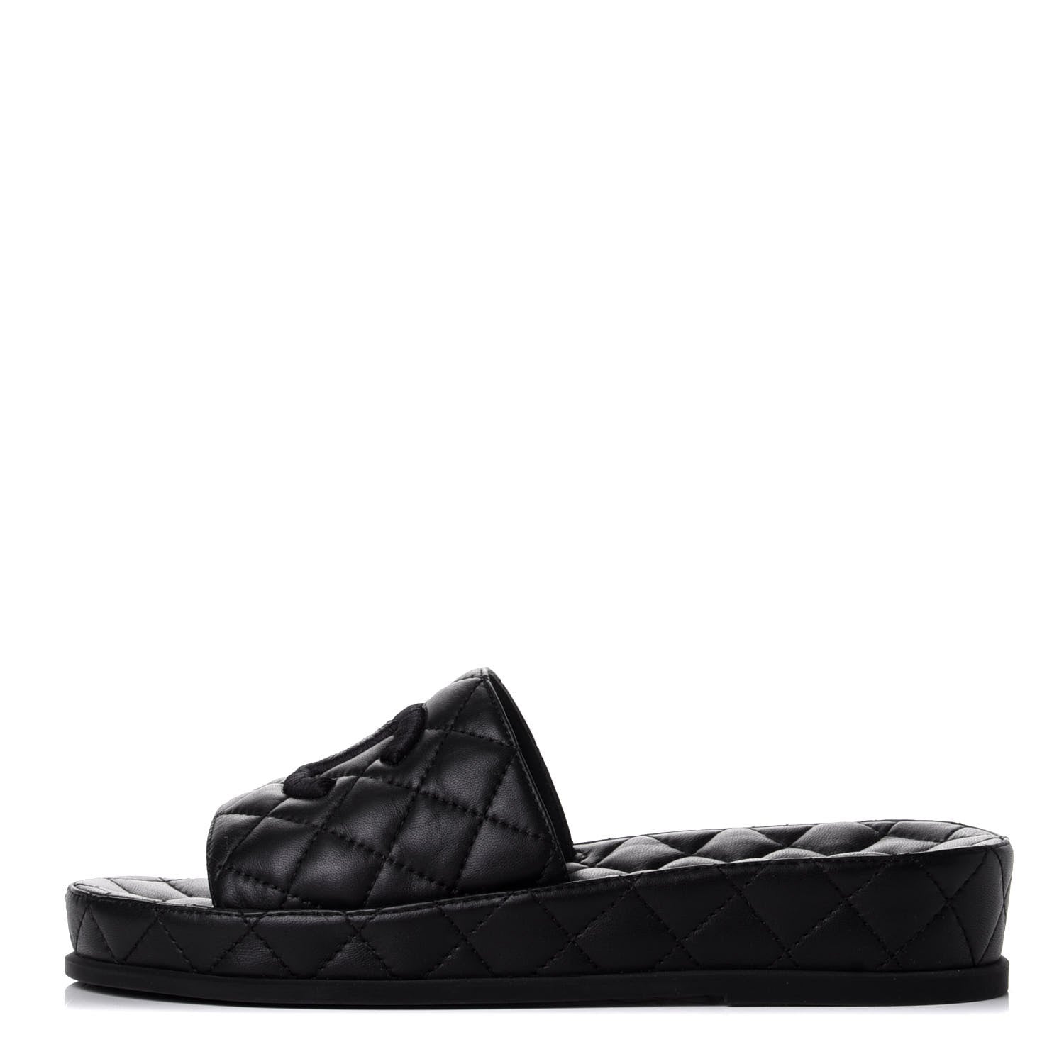 Chanel Lambskin Quilted CC Mules Sandals 38 Black 1 of 11