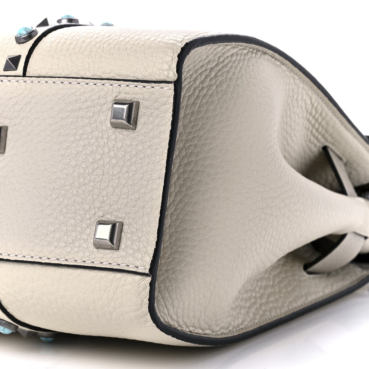 Grainy Calfskin My Rockstud Rolling Frame Bag Light Ivory