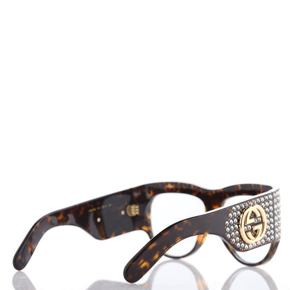 Gucci Acetate Crystal Oversize Hollywood Forever Sunglasses GG0144S Tortoiseshell 4 of 7