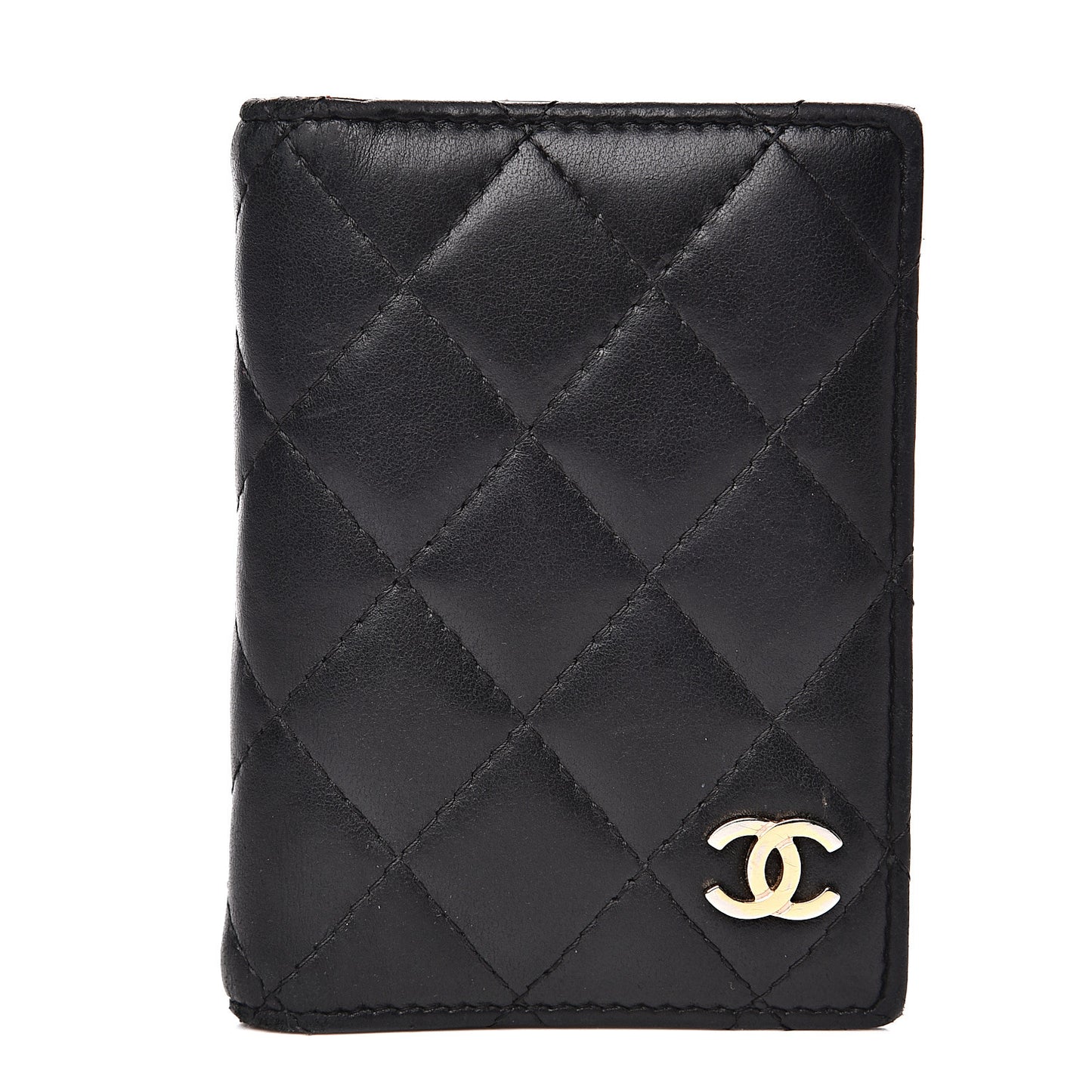 Lambskin Quilted Card Holder Wallet Black