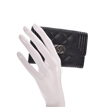 Chanel Calfskin Quilted Boy Card Holder Wallet Black 2 of 9