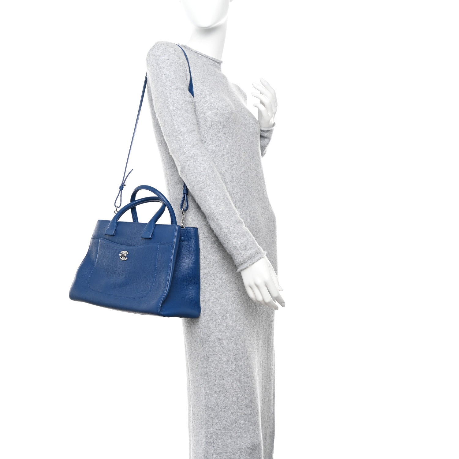 Chanel Grained Calfskin Small Neo Executive Shopper Tote Blue 2 of 9