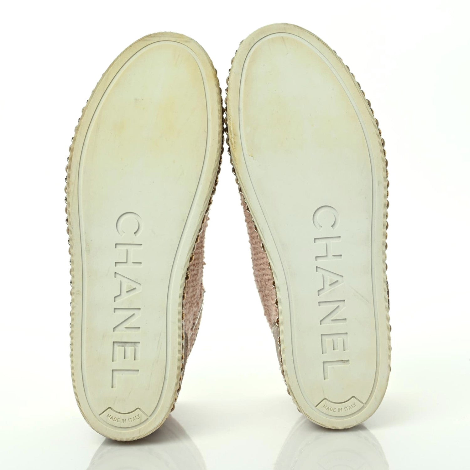 Chanel Tweed Suede Chain CC High Top Sneakers 40 Pink 5 of 9