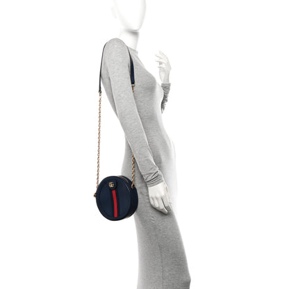 Gucci Soft Textured Calfskin Web Mini Ophidia Round Shoulder Bag Blue Agata 2 of 11